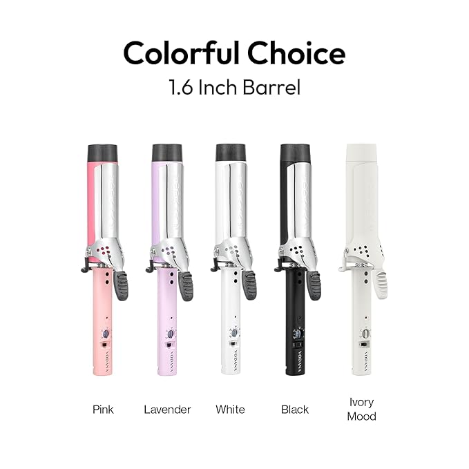 VODANA Professional GlamWave Ceramic Curling Iron, Long-Lasting Natural Curls, Instant Heat, Hair Curler, Curling Wand, Available in USA (1.4 inch, White)
