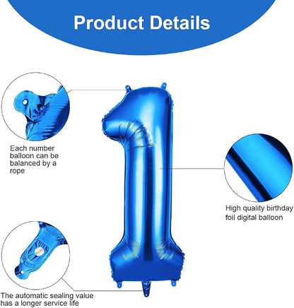 OFFCUP 40 Inch Blue Number 1 Balloon - Image 3