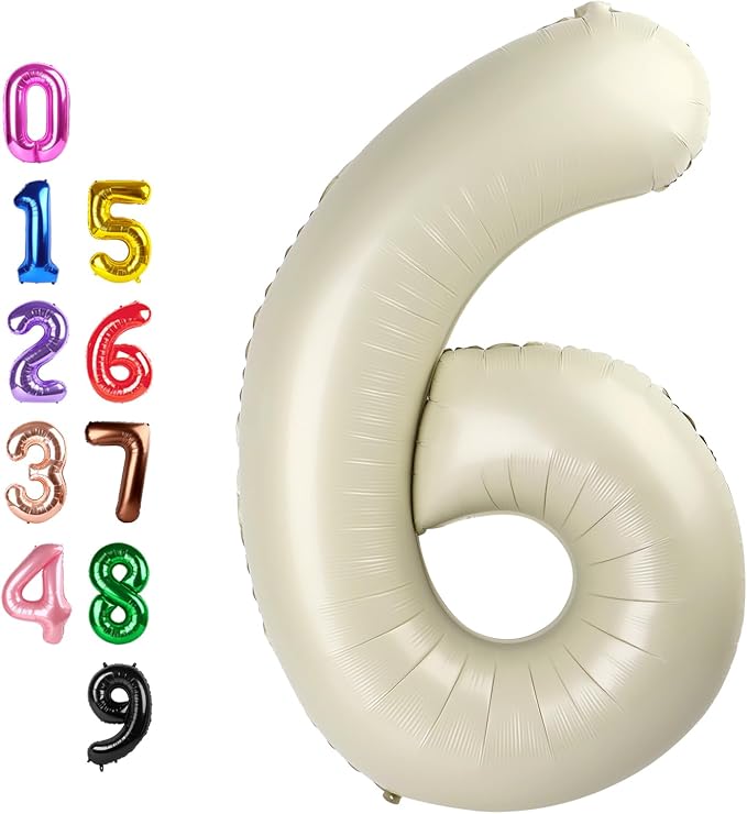 Number Balloons 6 Balloon 40 inch Cream by Enyeopd