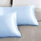 Aormenzy Satin Pillow Cases for Women Queen Size Set of 2, Baby Blue Satin Pillowcase for Hair with Envelope Closure Silky Pillow Covers Wrinkle, Fade Resistant (20x30 Inches)