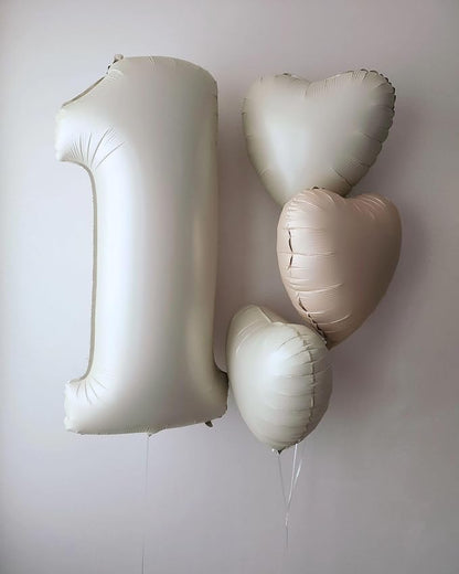 Cream White Beige Heart Balloons, 18Inch Retro Apricot Helium Polyester Film - Image 6