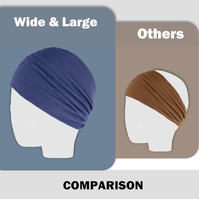 IVARYSS Wide Headbands for Women, Knotted Head Wraps Turbans, Large African Style Head Bands Hair Accessories, 6 Pack (Boho Set2)