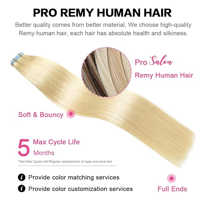 SUYYA Tape in Hair Extensions Human Hair Bleach Blonde 28 Inch 60g/pack 20pcs Straight Seamless Skin Weft Tape in Real Human Hair Extensions(28inch #613 Bleach Blonde)