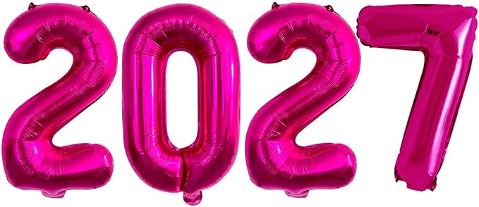Hot Pink 2027 Foil Number Balloons by GOER