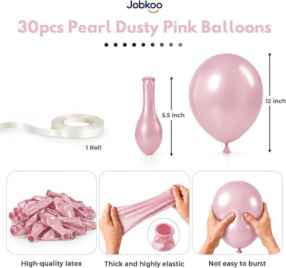 Jobkoo Pearl Dusty Pink Balloons, 12 Inch Pearl Blush Light Pink Balloon | Boho - Image 2