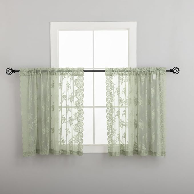 Kotile Sage Green Lace Curtains - Image 8