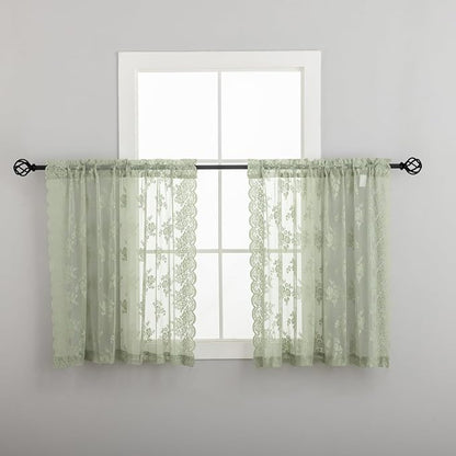 Kotile Sage Green Lace Curtains - Image 8