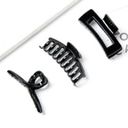 Black Claw Clips for Thick/Fine/Thin Hair,Strong holding teeth interlocking Women Large Jaw Clips neutral 3 Count In set basic hair accessories (black hair clips)