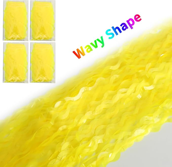 4 Pack Wavy Yellow Foil Curtain Backdrop -3.3 ft x 6.6 ft Gold Tinsel Backdrop - Image 3