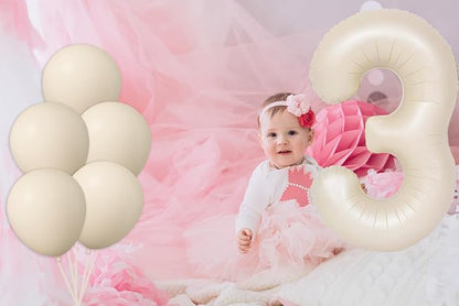 40 Inch Beige Number 3 Foil Balloon Set | - Image 2
