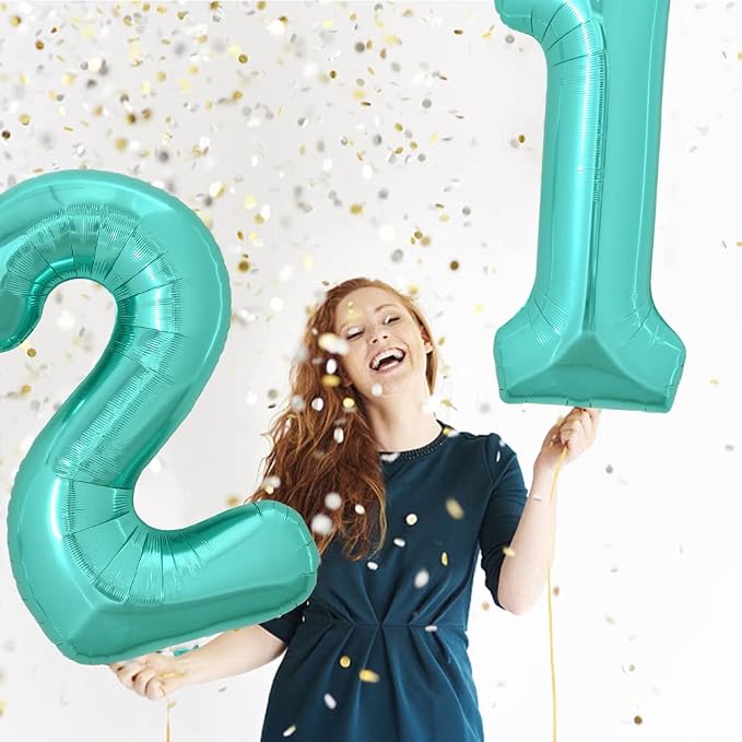 TONIFUL 40 Inch Large Teal Blue Number Balloons, Giant Jumbo Helium Foil Mylar - Image 6