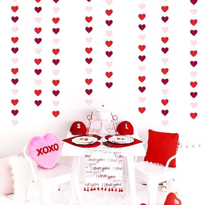 Burgundy-Red Light-Pink Valentines Party-Decorations Heart-Garland - 52ft - Image 6