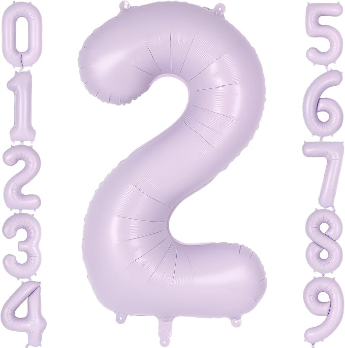 Light Purple Number 2 Balloon, 40 Inch Big Large Foil Helium Number Balloons by AIQINHU