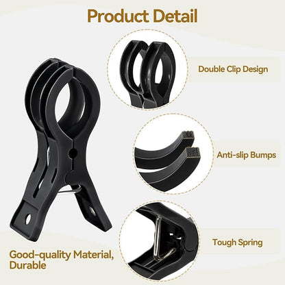 EMART 10 Pack Balloon Arch Clips Plastic Black Large Towel Clips 3.5 Inch Heavy - Image 6