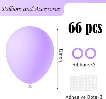 Voircoloria 66pcs Pastel Purple Light Purple Latex Party Balloons, 12inch | - Image 2