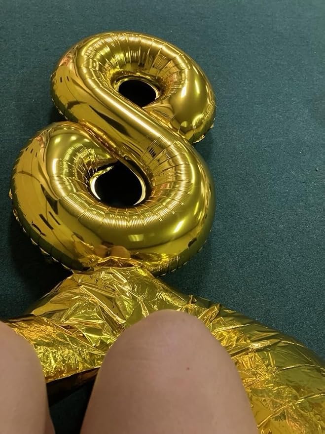 40 Inch Gold Number 8 Balloon, 8th Birthday Decoration Boys Girls | Large Self - Image 4