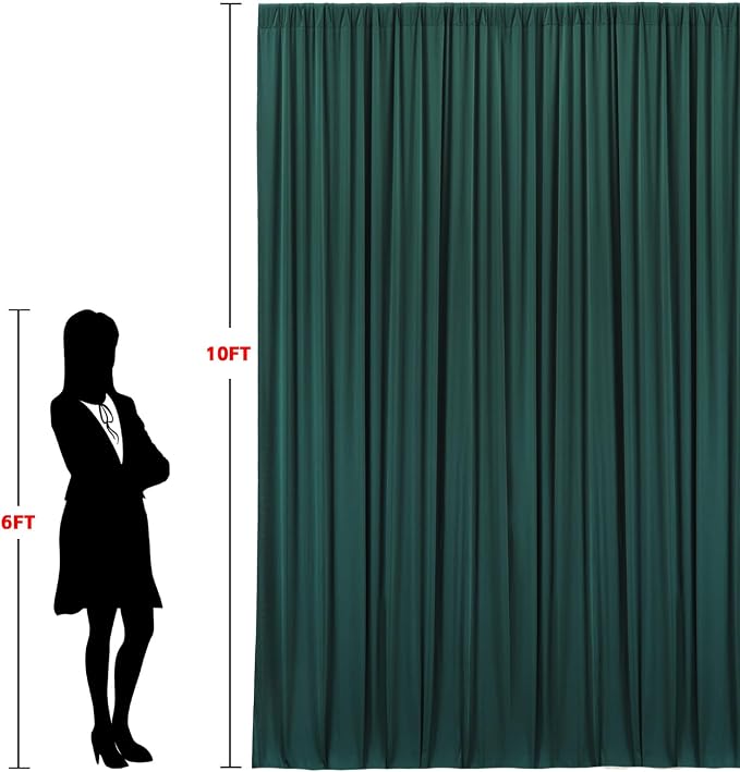 10x10ft Wrinkle Free Hunter Green Backdrop Curtain - Image 6