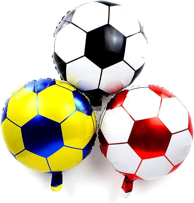 10 Pack 18 Inch Yellow Soccer Foil Balloons Football Helium Metallic Mylar - Image 4