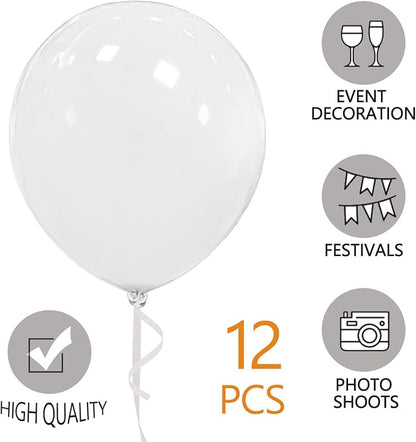 White Balloons 18 Inch 12 Pack Large Latex Party Balloons Round Helium Balloon - Image 3