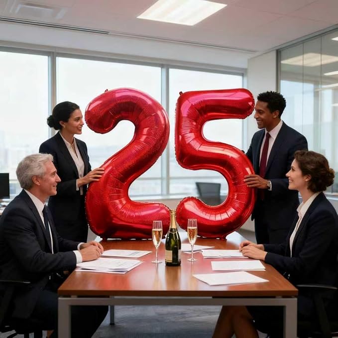 Laser Red Number 25 Balloons 40 Inch Giant Number Red 25 Foil Mylar Balloons - Image 5