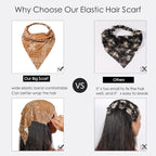 6 Pack Hair Scarf Headband for Women Elastic Bandana Head Scarf Large Boho Triangle Kerchief with Clips Non Slip Scarves