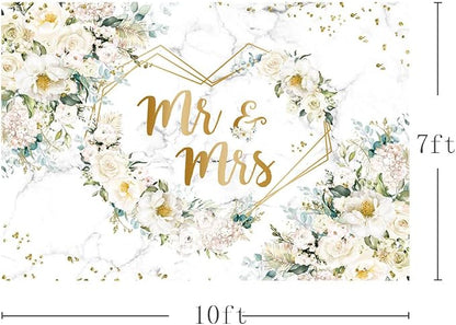 AIBIIN 10x7ft Mr and Mrs Floral Backdrop - Image 3