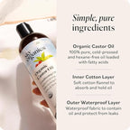 Sky Organics 16oz Castor Oil w/Wraps | Reusable Organic Castor Oil Pack to Boost Body's Wellness, Encourage Rest & Relaxation | Adjustable Elastic Straps Cotton Durable Easy to Use