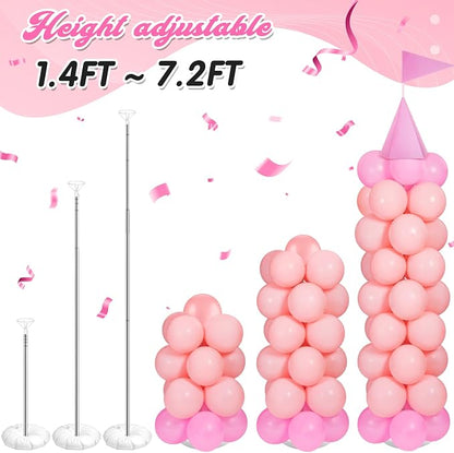 2 Sets Adjustable Pink Princess Castle Balloon Column Stand Kit Includes 140 - Image 6
