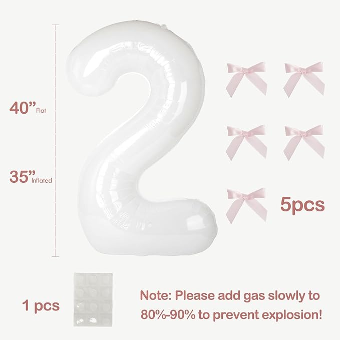 40 Inch White Number Balloons - Image 2