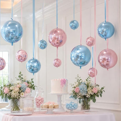 Pink Blue Round Foil Balloons - Image 7