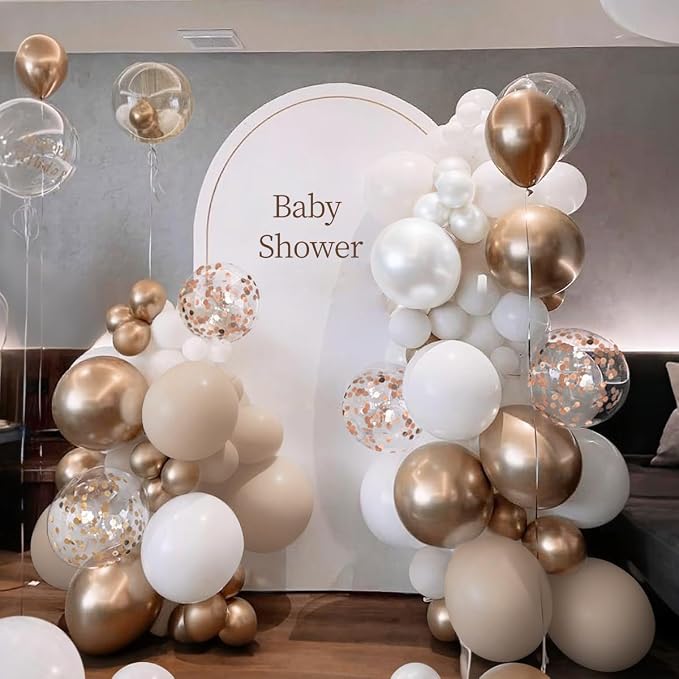 White Champagne Gold Balloon Garland Arch Kit - Image 6