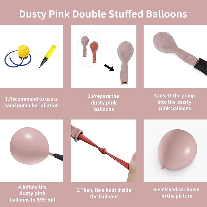 Dusty Pink Double Stuffed balloons Different Size 115Pcs 5/10/12/18 Inch Dusty - Image 3