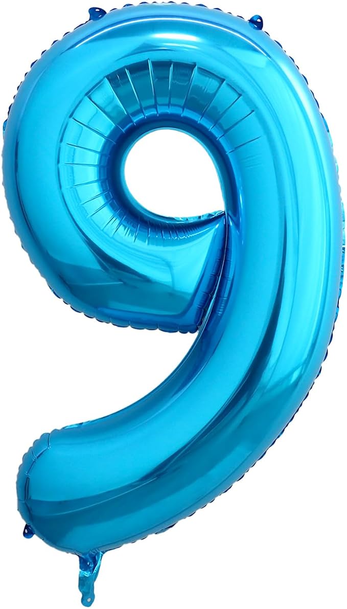 40 Inch Blue Number 9 Balloon, Giant Number Balloons, Birthday Decorations | by Unknown