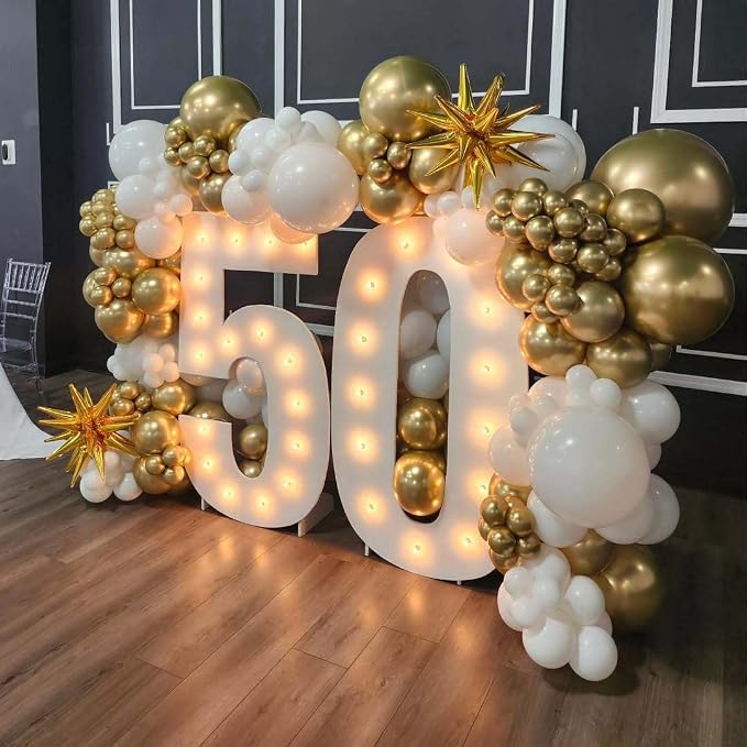 White and Gold Balloons Garland Arch Kit - Image 5