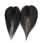 Anemone 100% Real Human Hair Topper No Need Clips Magic Paste Hair Seams 7x10cm Skin Base Fringe Bangs Easy to Wear (Dark Brown Middle Bangs)