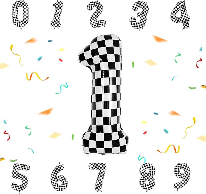 40 Inch Checkered Number Balloon by Unknown