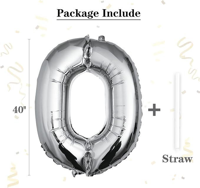 40 inch Silver Letter O Balloon, Big Size Alphabet Foil Mylar Helium Balloons - Image 2
