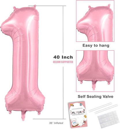 Pastel Pink 6 Balloons, 40 Inch Large Light Pink Foil Number Balloons 0-10 - Image 6