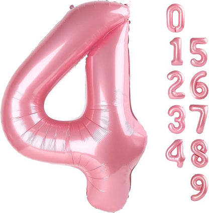 Number 4 Balloons 40 Inch for 4 14 Birthday Party Decorations, Pastel Pink | by Mluchee