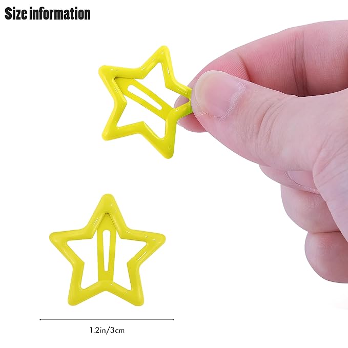 Star Hair Clips Snap Hair Barrettes Non Slip Star Hair Accessories Multiple Colors Metal Hair Clips for Girls Women -50PCS 1.18"