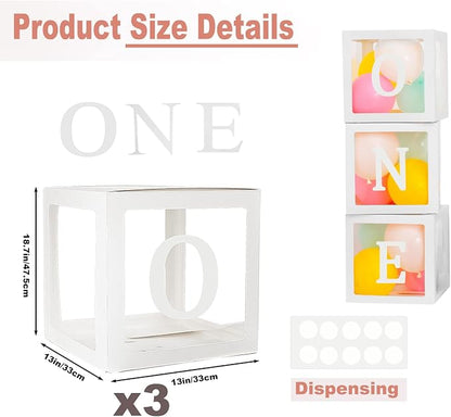 First Birthday Balloons Boxes for Boy or Girl 'ONE' Letters Individual Three - Image 2