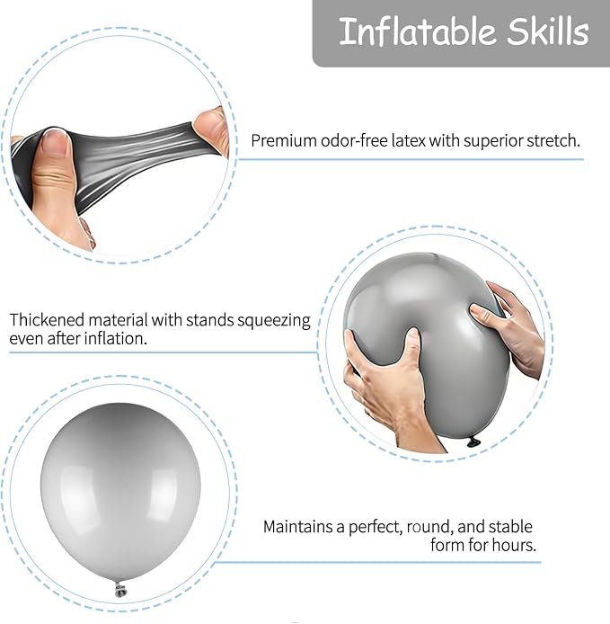 50pcs Gray Balloons, 12inch Gray Latex Balloons - Image 2