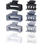 Medium Hair Clips for Women 8 Pcs Small Claw Clips for Thin and Thick Hair 2 Styles Hair Claw Clips Combination Rectangle Banana Jaw Hair Accessories for Women and Girls (Grey)