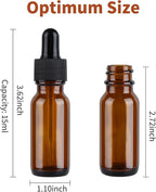 48 Pack 1/2 oz (15ml) Amber Glass Bottles with Glass Eye Droppers for Essential Oils, Perfumes & Lab Chemicals (Brush, Funnels, 2 Extra Droppers, Labels & Measuring Cup Included)