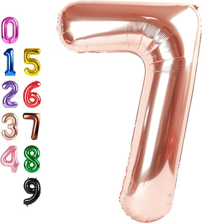 Number Balloons 7 Balloon Rose Gold by Enyeopd