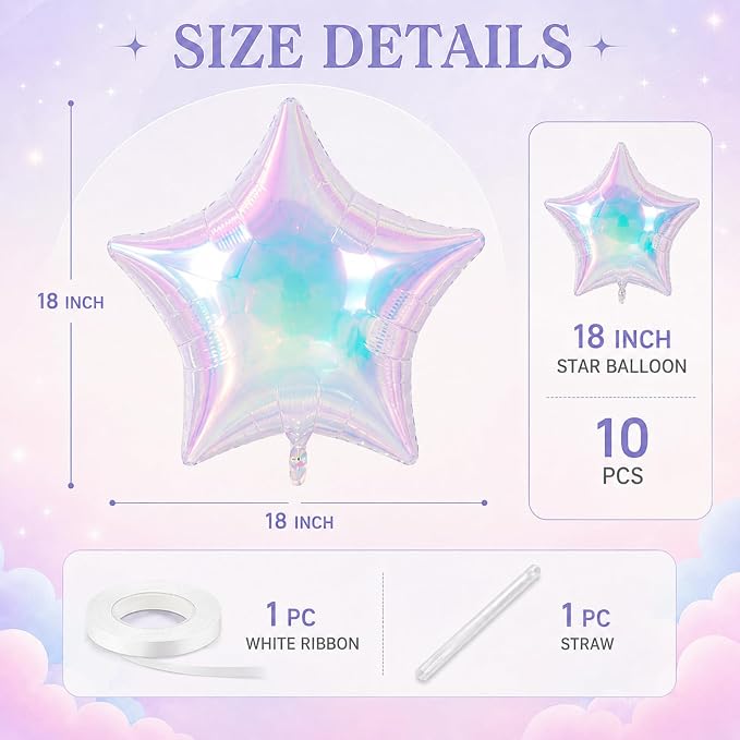 Iridescent Star Balloons, Baby Shower, Graduation, Engagement and Anniversary - Image 2