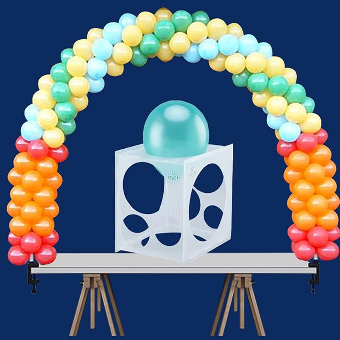Worown 11 Holes White Collapsible Plastic Balloon Sizer Cube Box, 2-10 Inch - Image 6