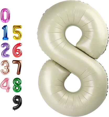 8 Balloon 40 inch Cream Number Balloons by Enyeopd