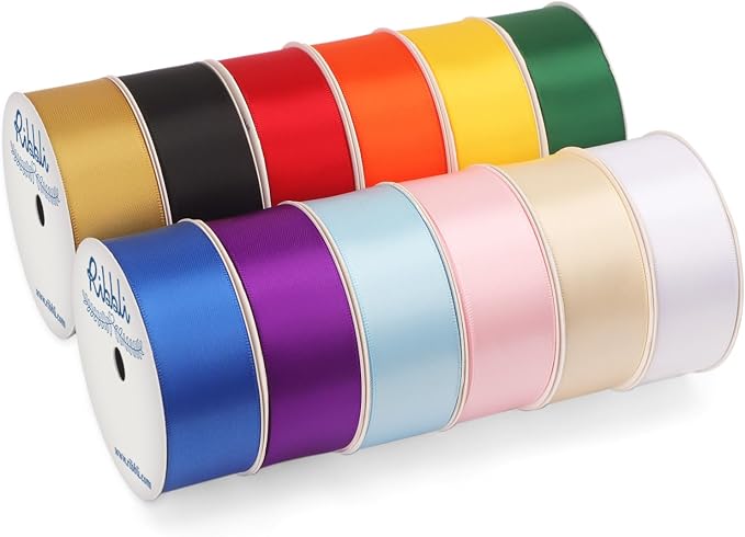 Ribbli Rainbow Satin Ribbon 1 Inch x 12 Rolls Total 60 Yards- Colorful Ribbon by Ribbli