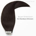 Lacer Tape in Hair Extensions Human Hair Darkest Brown Tape in Extensions Real Human Hair Skin Weft Invisible Double Side Glue in Extensions Human Hair Silky 12 Inch 30g 20pcs